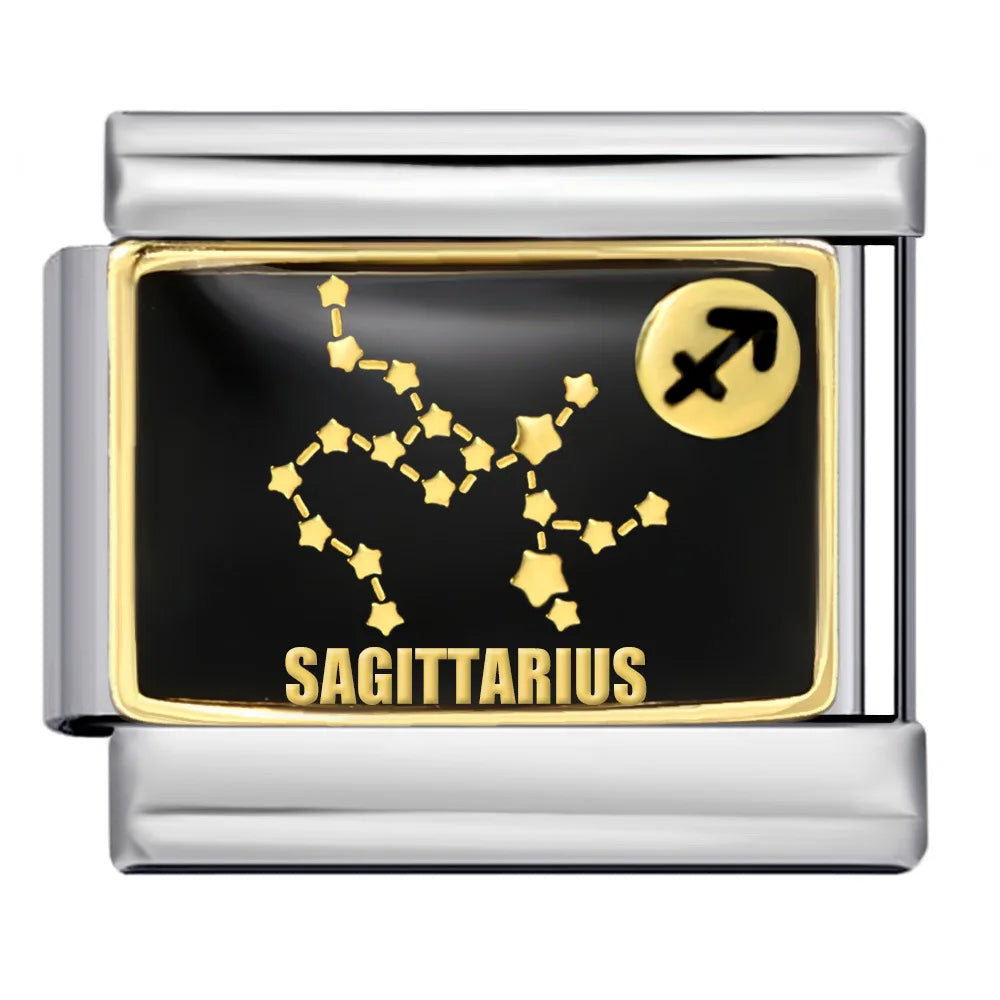 Italian Module DIY Pattern Stainless Steel Fashion Bracelet New 12 Constellation Series Gold Plating Oil Drop Design Bangles