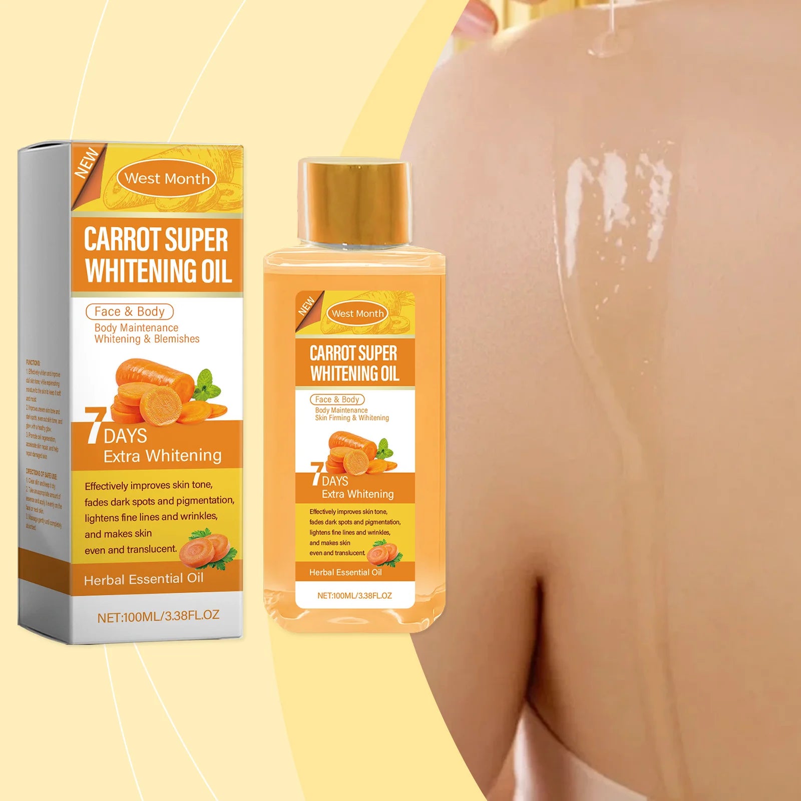 West&Month Daily Gentle Moisturizing Carrier Oil Carrot Body Whitening Delicate Skin Oil