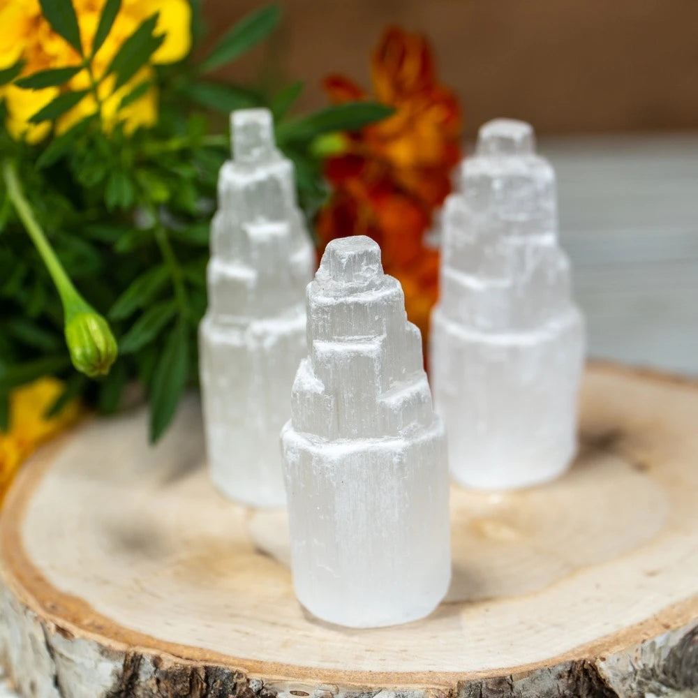 1 Pc Crystal Hola Hot Sale Nature Selenite Tower Moroccan Healing Tower  Feishui Home Decor Spiritual Crystal