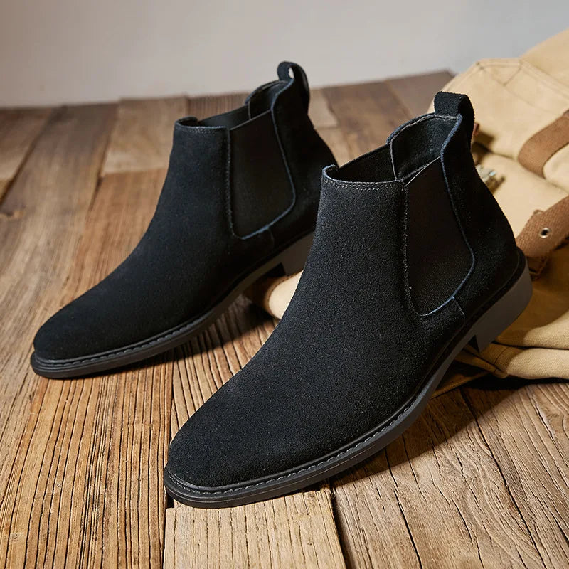 Genuine Leather Boots Fashion High Top Classic Durable Formal Chelsea Boots for Men