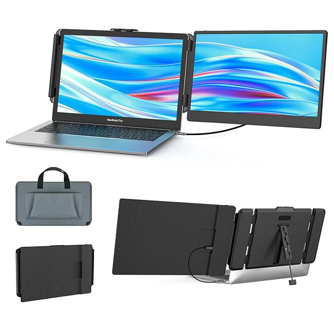 14" Laptop Screen Extender 1080P S1 Portable Monitor for Laptop Speakers & Kickstand Type-C Plug and Play for 13"-17"Laptops