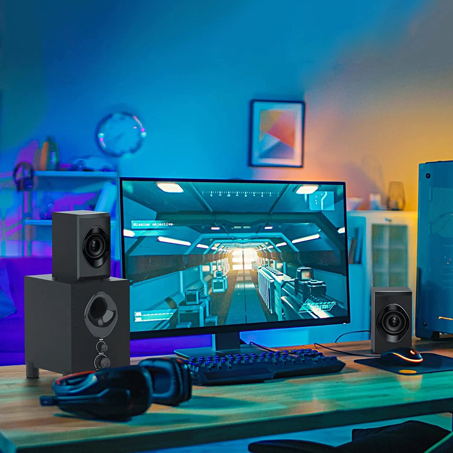 2.1 Multimedia Home Theatre System Speaker Subwoofer Blue Tooth Sound Box Speaker for Computer