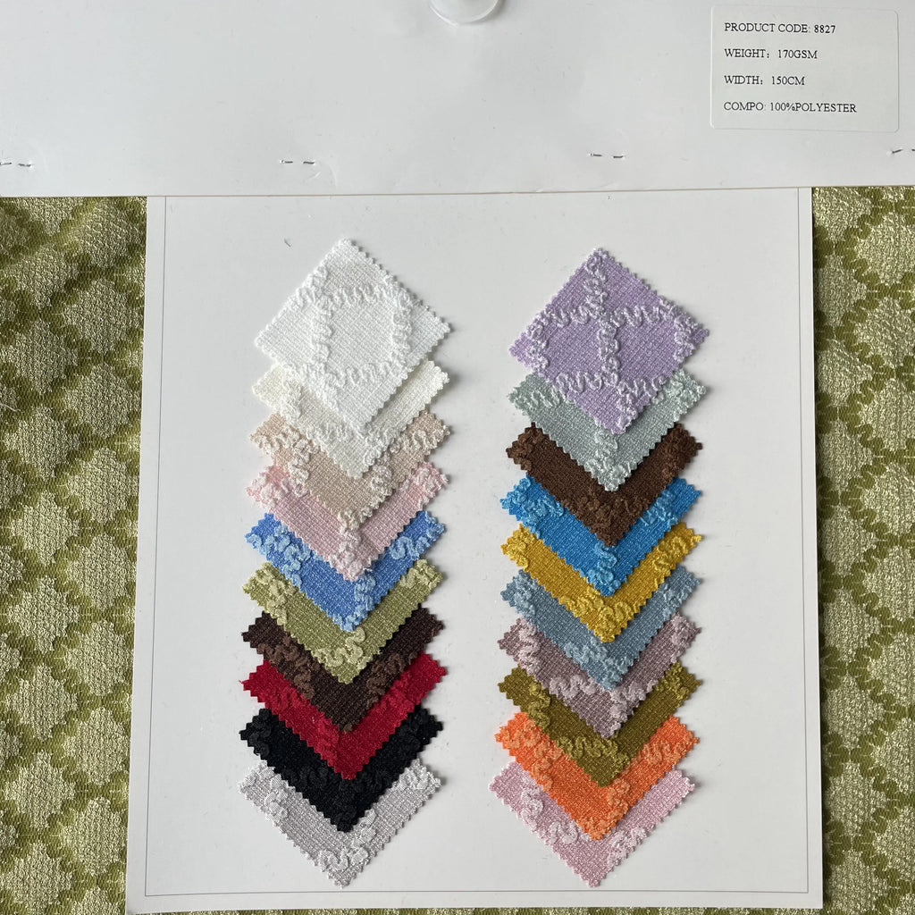 100%polyester Square Lattice Pattern Design Embossed Jacquard Fabrics by the Yard