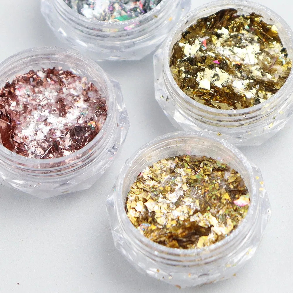 2024 New Nail Art Decoration Sparkling Powder Series DIY Other Nail Products Silver Foil & Powder Star Nail Supplies