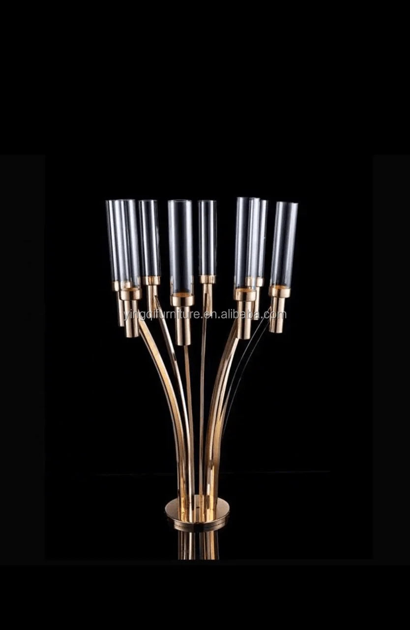 Golden Tall Wedding Party Table Candle Sticks