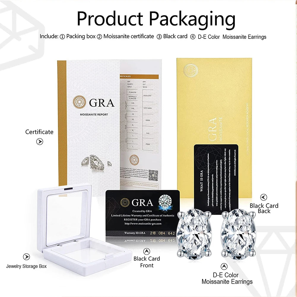 SME13 Pass Diamond Test Stone Moissanite Rhodium Plated 925 Sterling Silver Earring Studs for Women Men