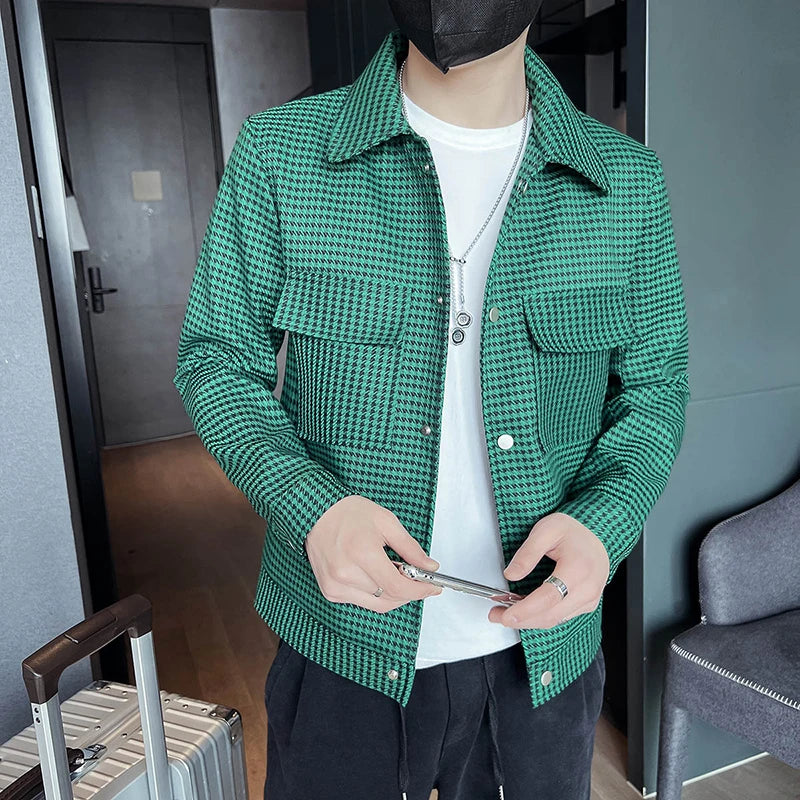 2023 Brand Clothing Men Spring High Quality Casual Jackets/Male Slim Fit Fashion Business Plaid Coats Plus Size M-3XL