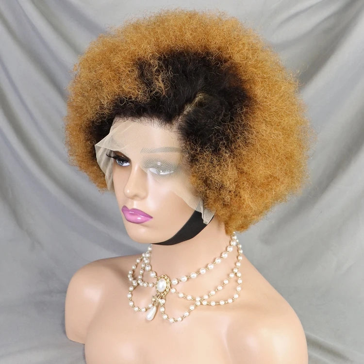 13x4 Lace Closure Frontal Wigs for Black Women Afro Kinky Curly Non Blend Hair Short Afro Curly Wig with Deep Wave Style