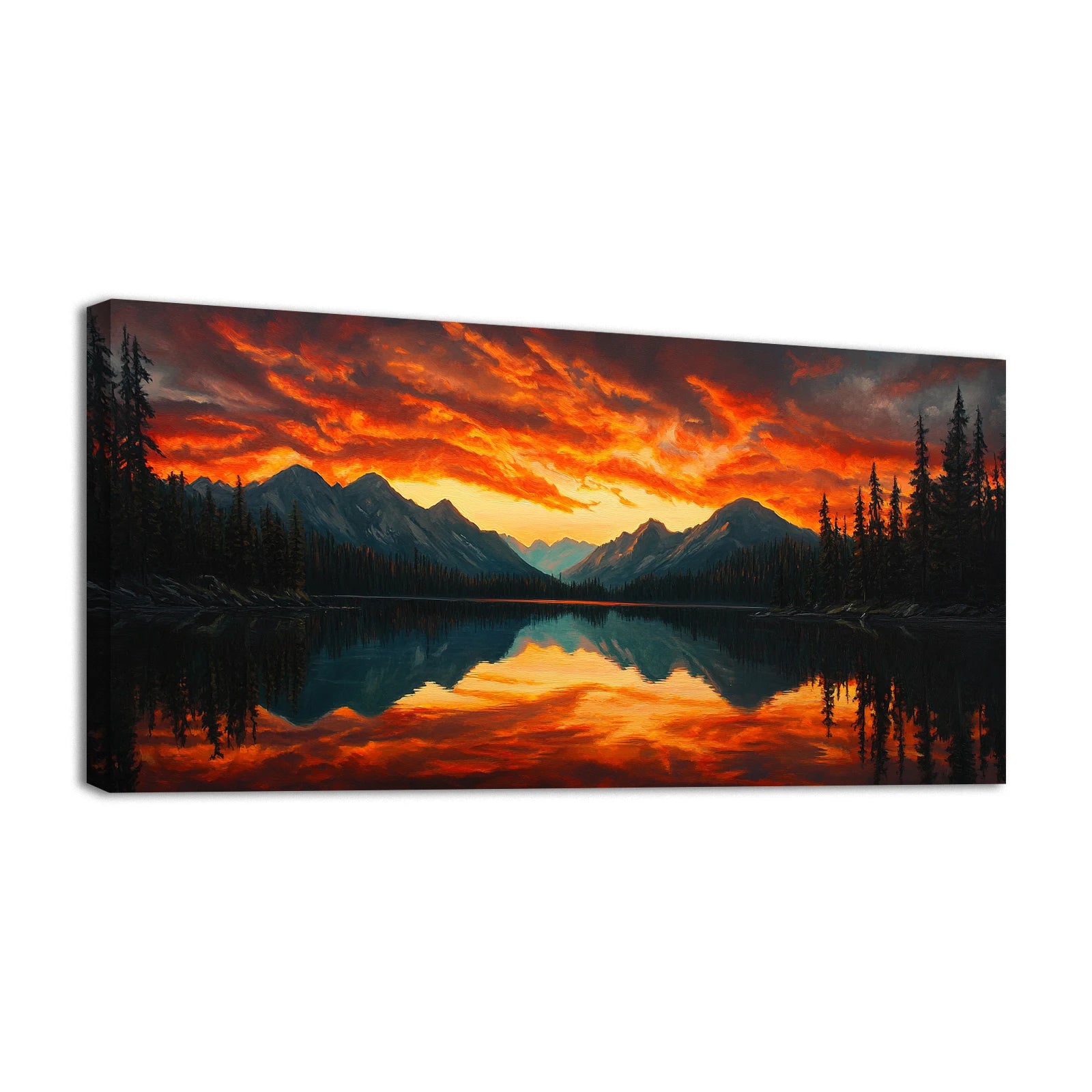 1PC Canvas Printed Stretch Frame Christmas Wall Decoration Sunflower Lakeside Scenery Still Life Watercolor Home Decoration