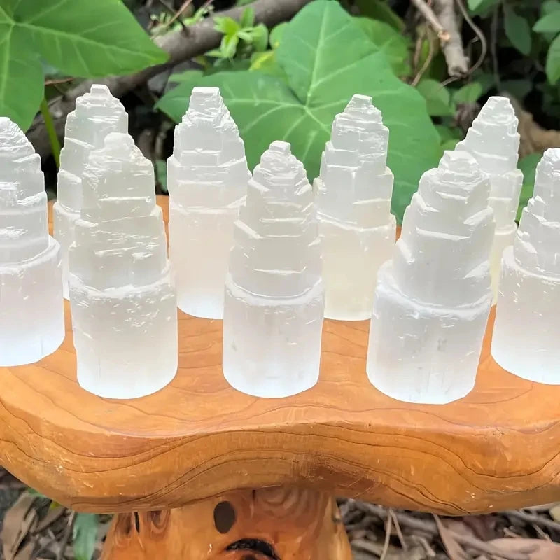 1 Pc Crystal Hola Hot Sale Nature Selenite Tower Moroccan Healing Tower  Feishui Home Decor Spiritual Crystal