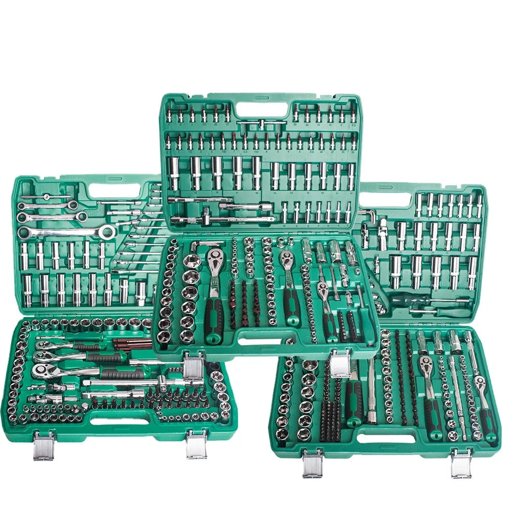 151 Piece Ratcheting Socket Wrench Set in 1/4 and 1/2 Inch 8-24 Toolbox Book Customizable OEM Hard Case Included