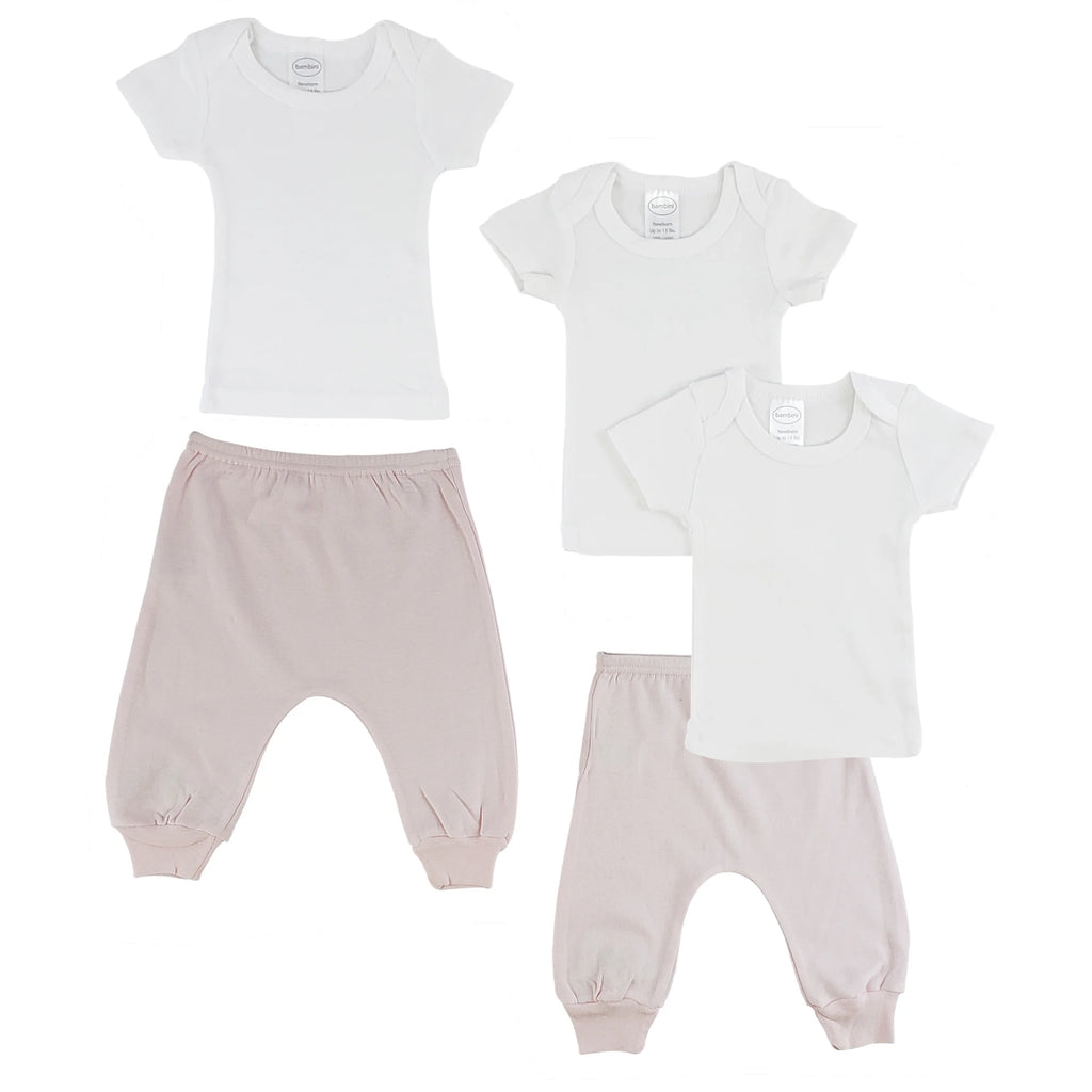 TD Bambini Infant Girl's Summer Casual T-Shirts and Joggers 100% Cotton Printed Cartoons Short Sleeves Washed Technique