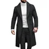 2024 Europe and America  Autumn Winter New Woolen Solid Color Long Sleeve Double Breasted Lapel Collar Men's Long Coat