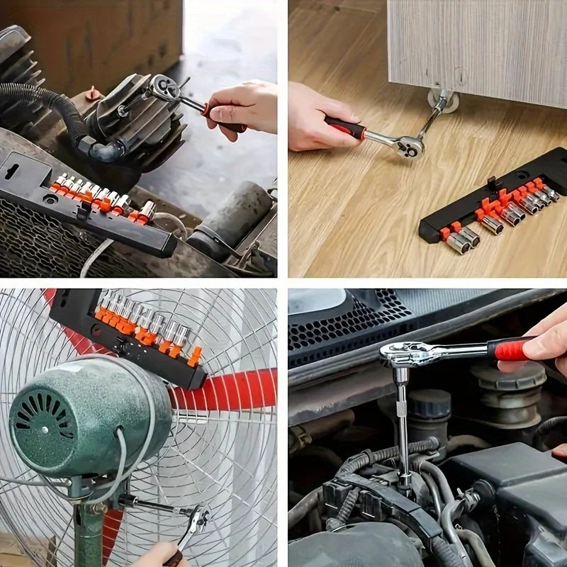 12pcs 1/2 Inch Professional Garage Repair Tool Set Metric Impact Socket Ratchet Wrench Customizable OEM Packaged Case Made CR-V