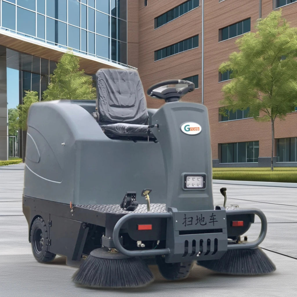 1450A Electric Ride-On Street Sweeper Industrial Floor Vacuum Sweeper Automatic Cleaning Home Hotels Printing Shops Core Brush