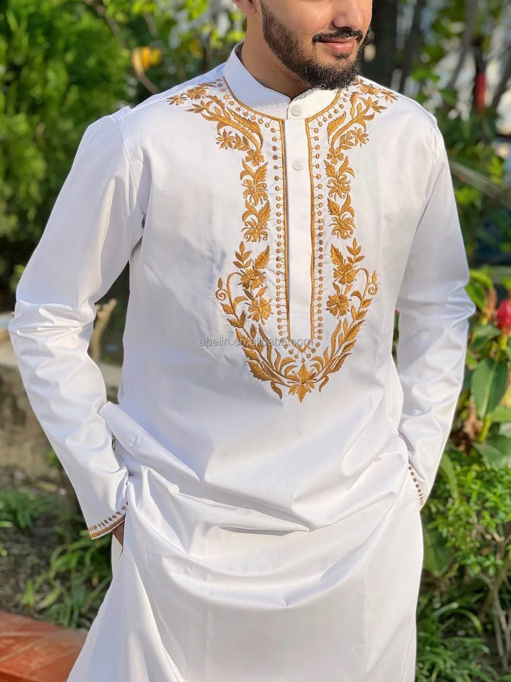 2024 African Men Wedding Sets Casual Shirts African Dress Clothes Dashiki Robe Africaine Men's Muslim Clothing 2-pc Set