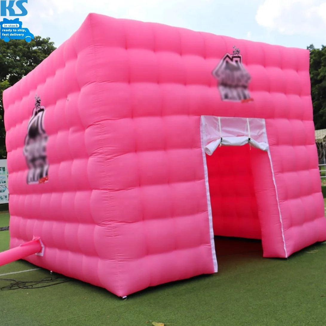 13x13ft Large White Pink Blue Blow up Inflatable Night Club Tent Disco Party Tent Portable Cube Inflatable Event Tent for Show