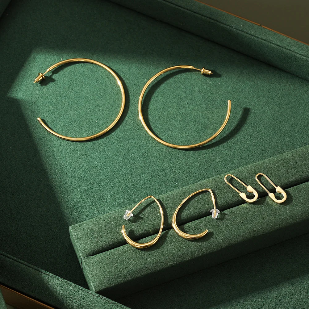 14k Gold 316L Stainless Steel 2" Classic Large Hoop Earrings