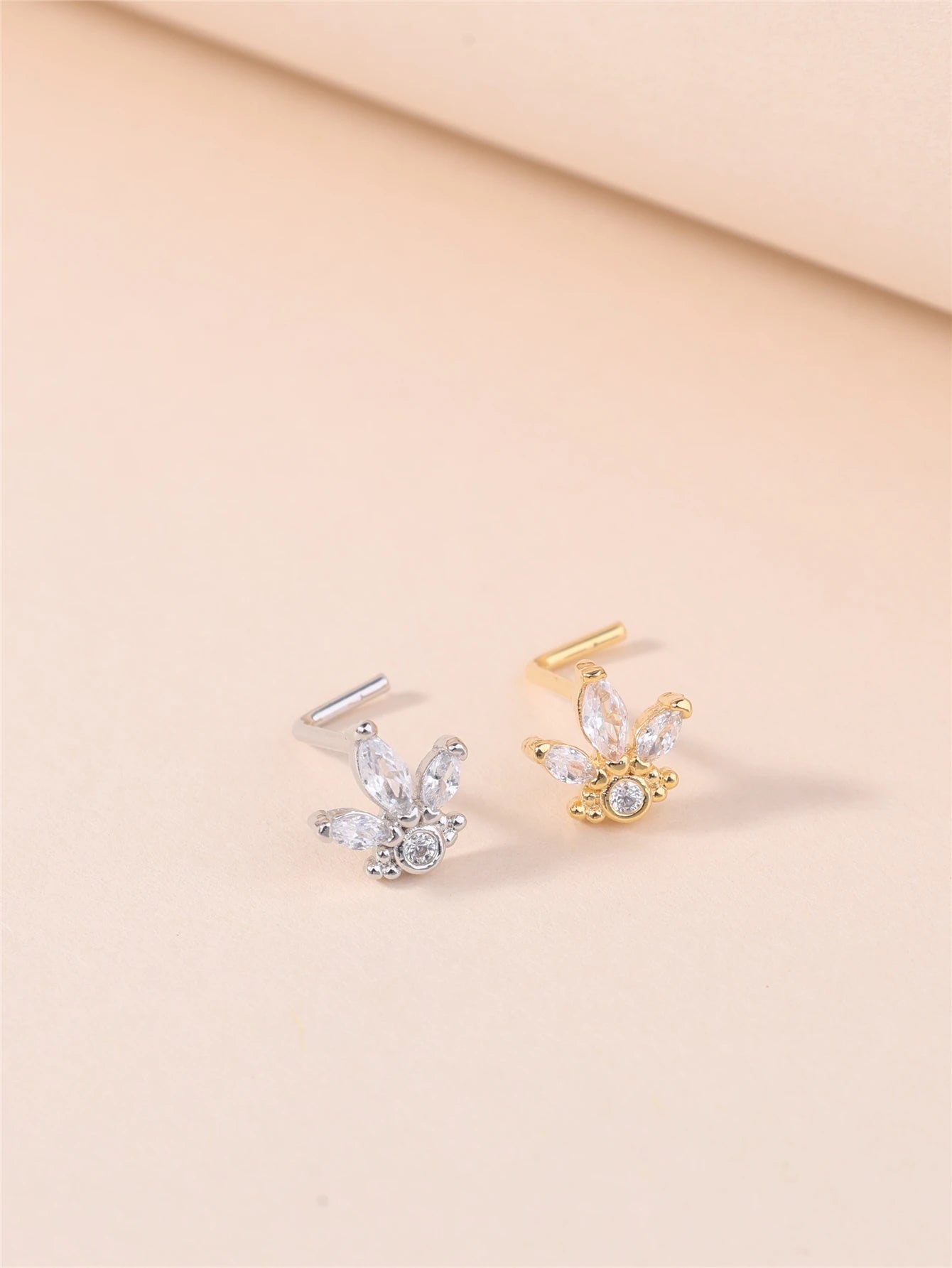 1Pcs 20G L Shaped Nose Studs CZ Small 18K Gold Filled Silver Color Nose Piercing for Women Girl Cute Nostril Jewelry Wholesale