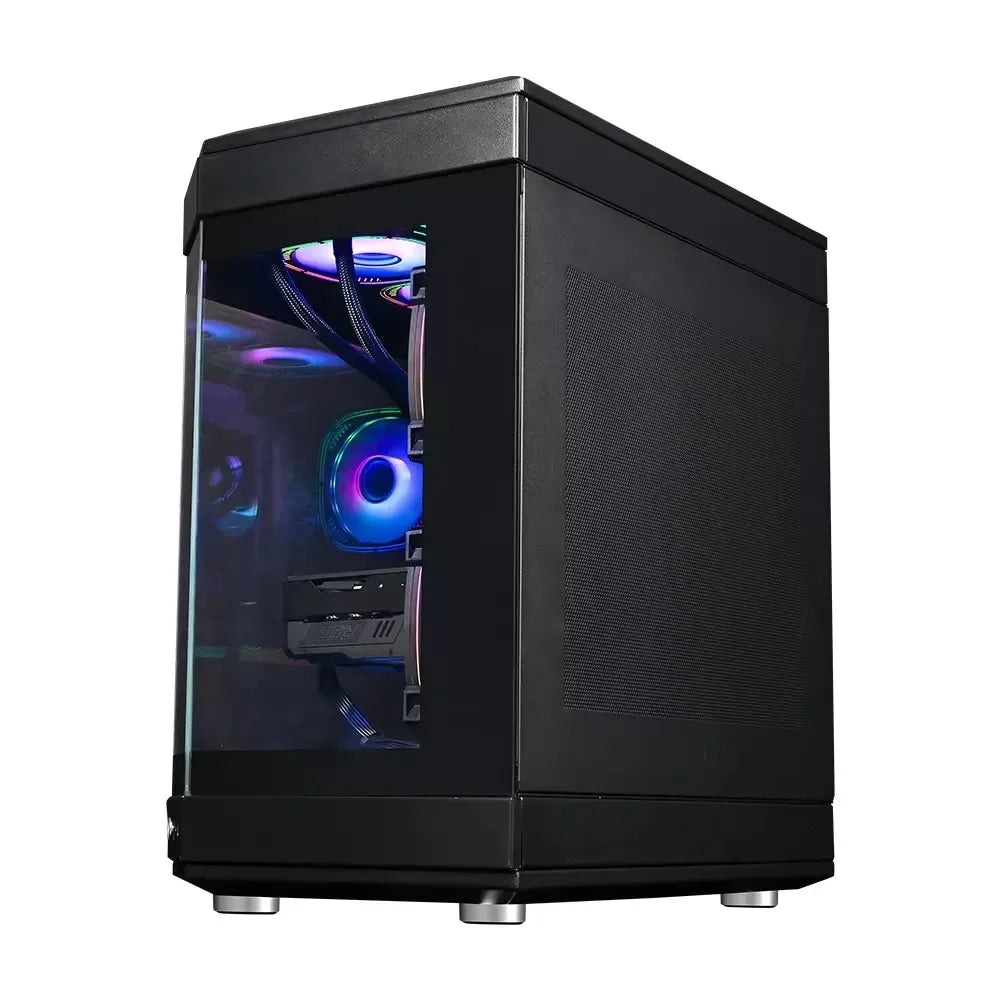 "RGB Tempered Glass Gaming PC Case for ATX/M-ATX Mid Tower Stock Full View Side Panel"
