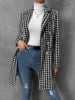 2023 Fashion Plaid Suits Turn Down Collar Double Button Mid-Length Casual Coat Swallow Gird Print Coat for Ladies