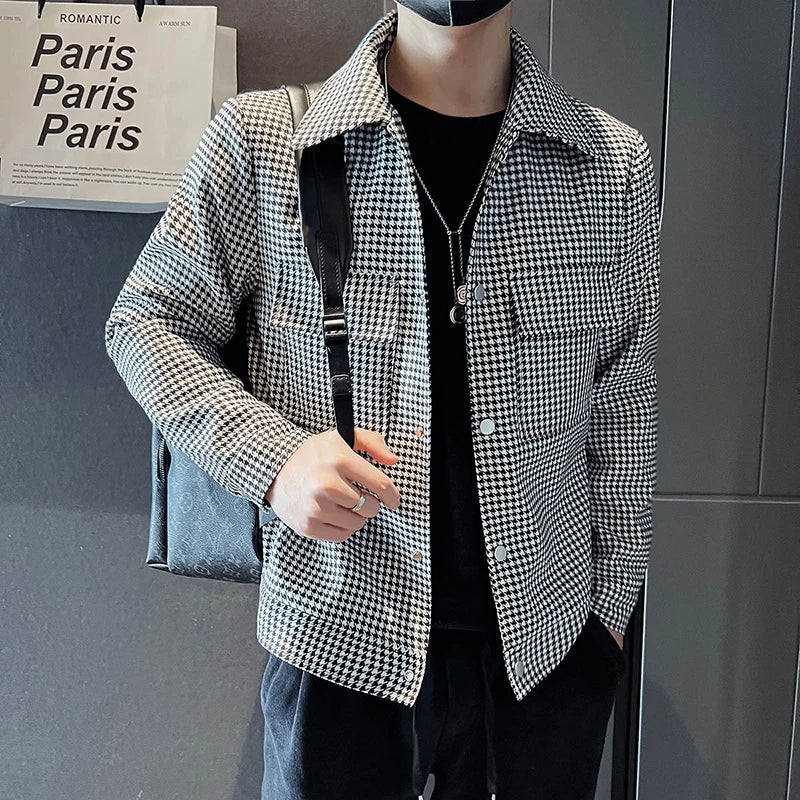 2023 Brand Clothing Men Spring High Quality Casual Jackets/Male Slim Fit Fashion Business Plaid Coats Plus Size M-3XL