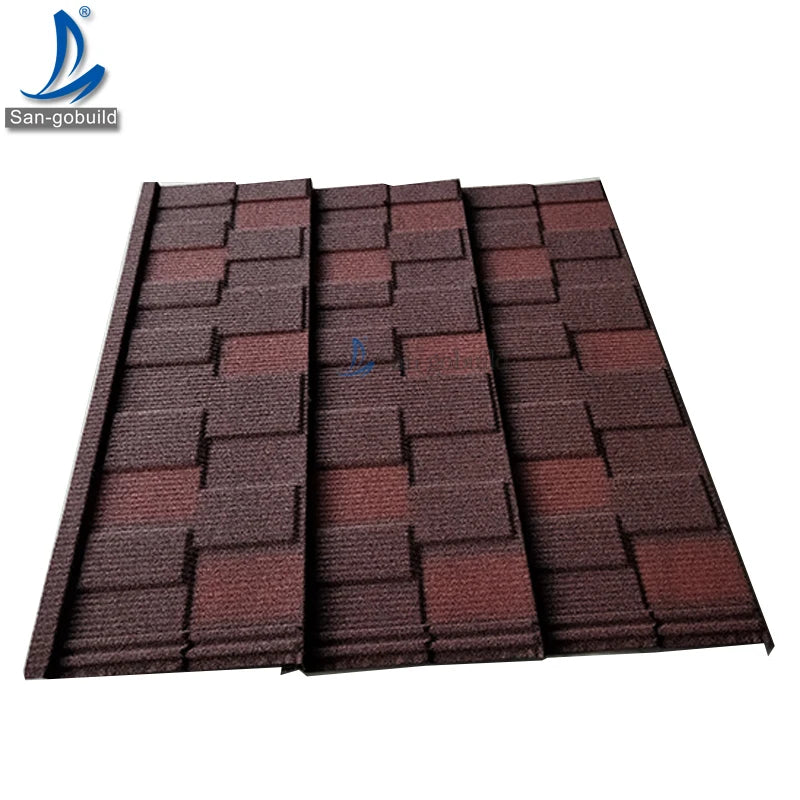 Ghana Stone Chips Coated Steel Roof Shingles Super Tile Roofing Supplier 1340*420 mm