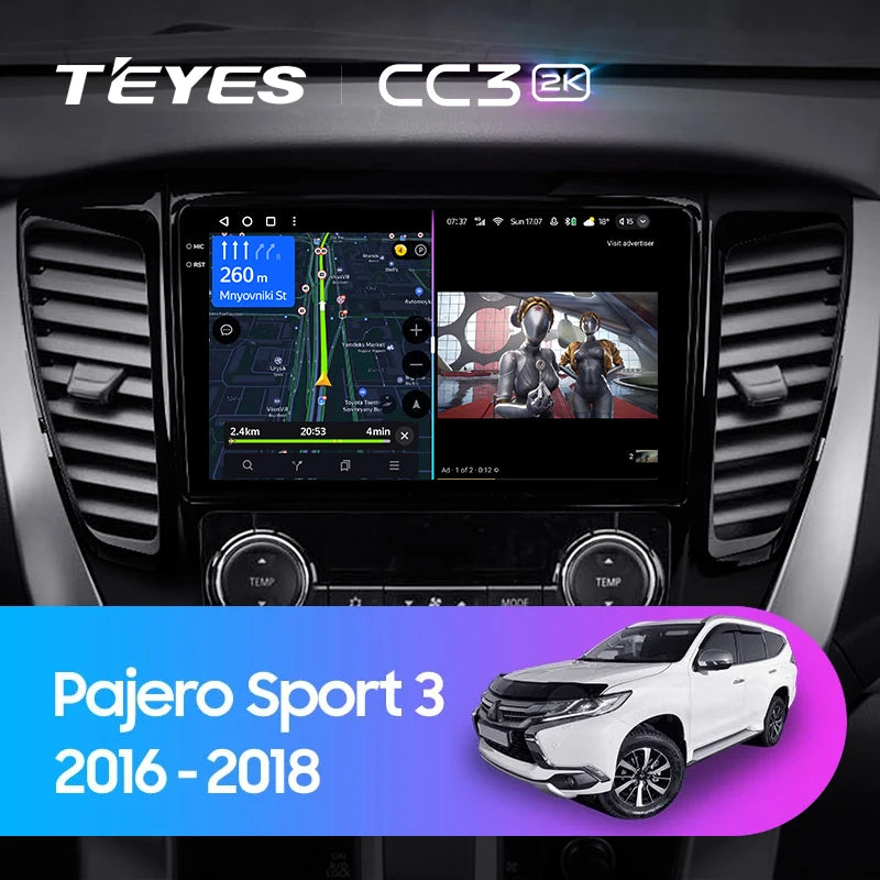 TEYES CC3 2K for Mitsubishi Pajero Sport 3 2016 - 2018 Car Radio Multimedia Video Player Navigation Stereo GPS Android 10