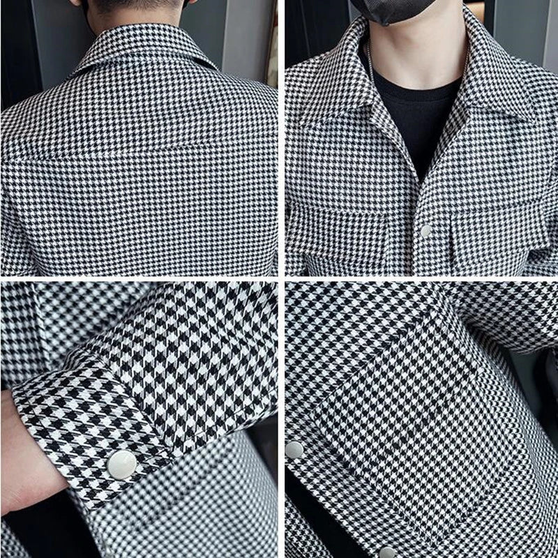 2023 Brand Clothing Men Spring High Quality Casual Jackets/Male Slim Fit Fashion Business Plaid Coats Plus Size M-3XL