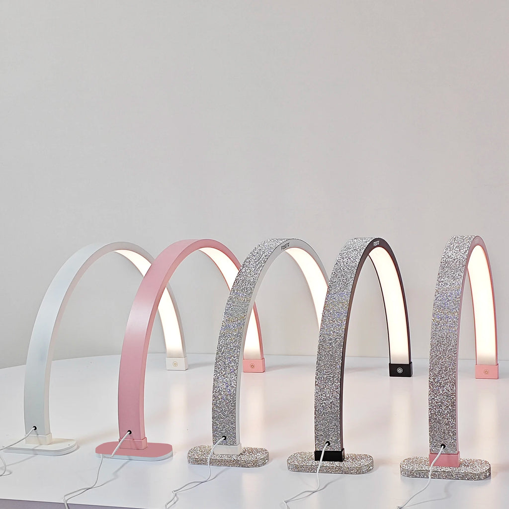 Golden Crystal Table Lamp High Quality 30inch Led Half Moon UV Nail Lamp With Phone Holder Desktop Arch Nail Lamp for Beauty