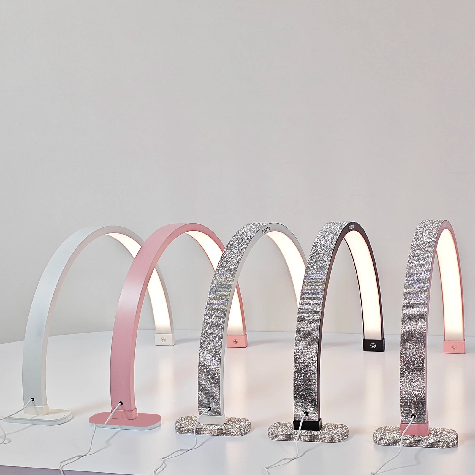 Golden Crystal Table Lamp High Quality 30inch Led Half Moon UV Nail Lamp With Phone Holder Desktop Arch Nail Lamp for Beauty