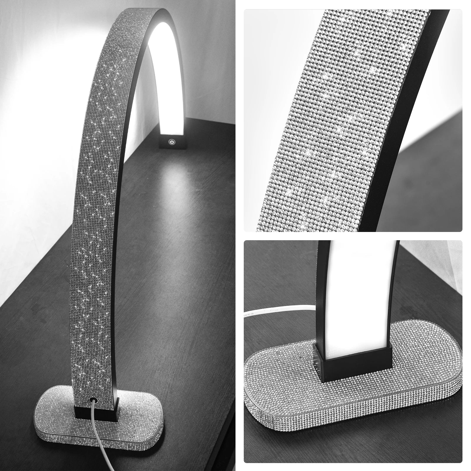 Golden Crystal Table Lamp High Quality 30inch Led Half Moon UV Nail Lamp With Phone Holder Desktop Arch Nail Lamp for Beauty