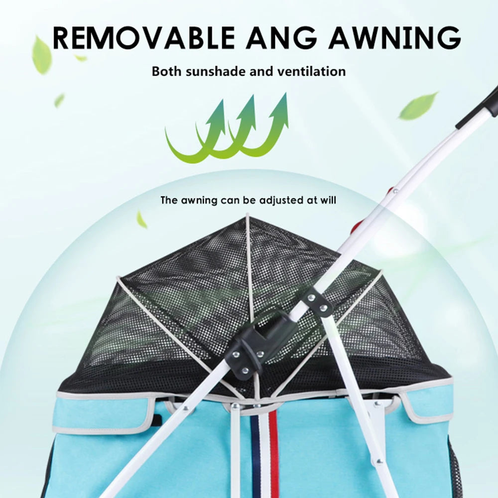 2021 Wholesale Luxury Folding Outdoor Dog Cat Strollers Pet Trolley for Sale Twin Pet Cart Fashion Durable Pet Carriers