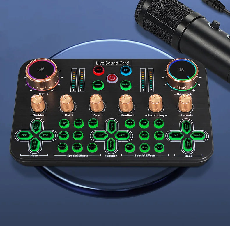 Portable Wireless Type C Condenser Microphone Noise Cancelling RGB LED Lighting Dual Intelligent Chip Sound Card Compatibility