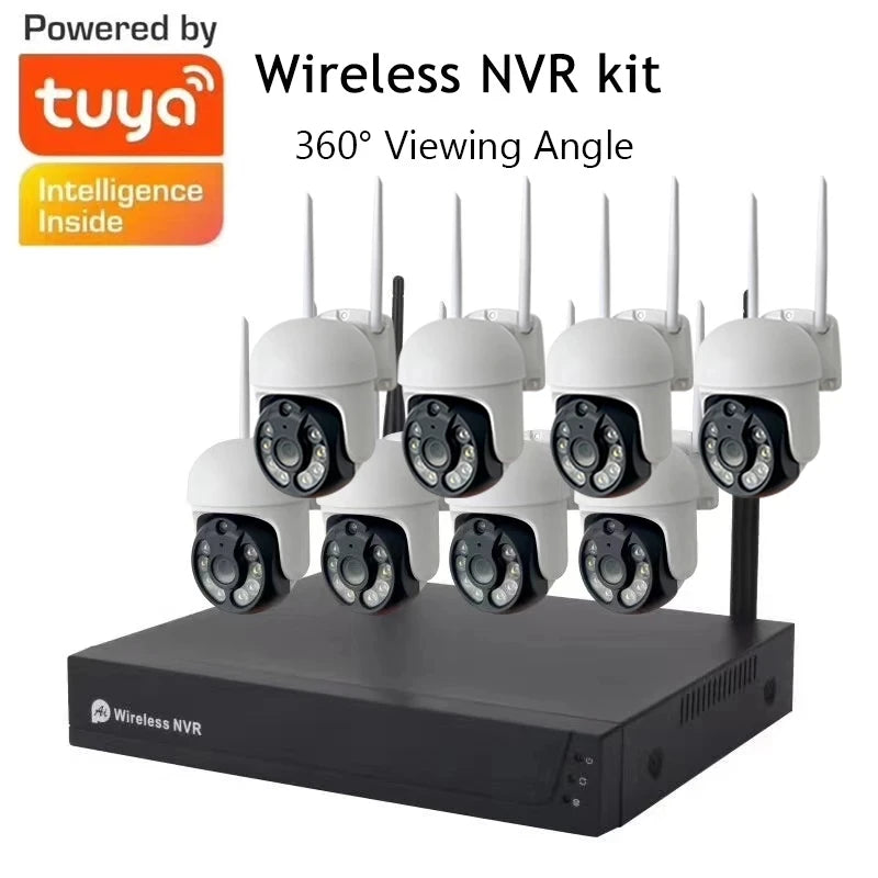 Tuya Smart Life 8CH 8-Camera PTZ Video System 1080P Wireless WIFI CCTV Security Camera NVR Kit Surveillance Systems
