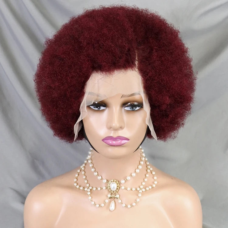 13x4 Lace Closure Frontal Wigs for Black Women Afro Kinky Curly Non Blend Hair Short Afro Curly Wig with Deep Wave Style