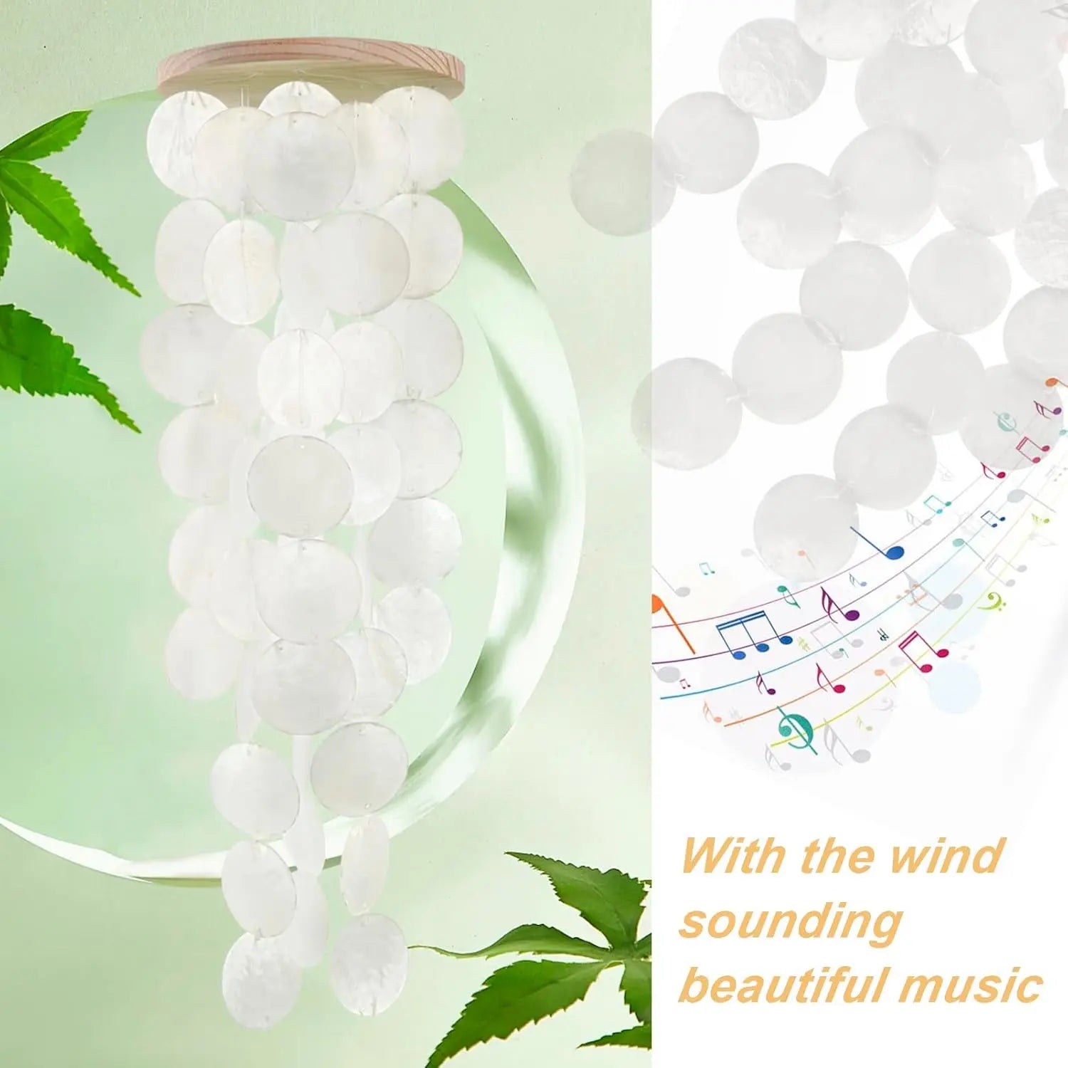 Wind Chimes for Outside Handcrafted Turquoise Capiz Shells Windchime Coastal Style Decor for Indoor/Outdoors Garden Decor