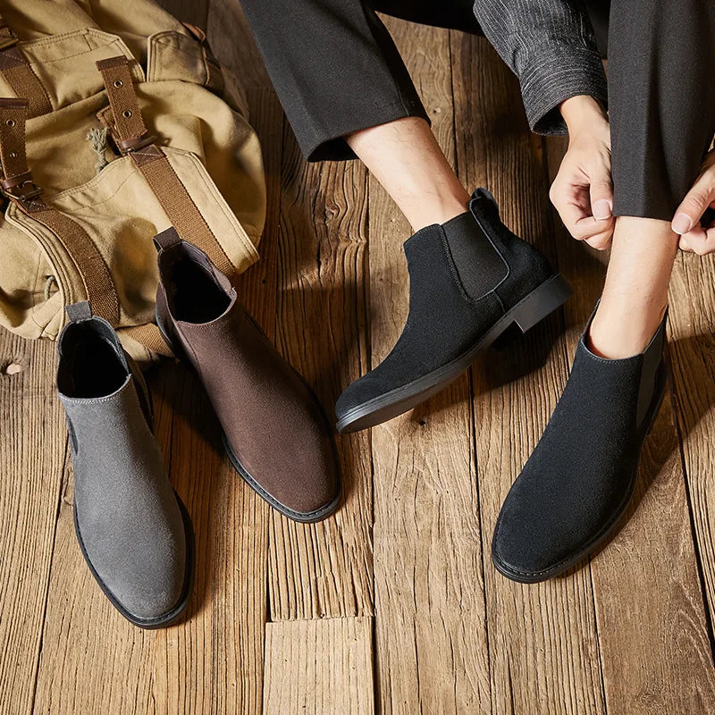 Genuine Leather Boots Fashion High Top Classic Durable Formal Chelsea Boots for Men