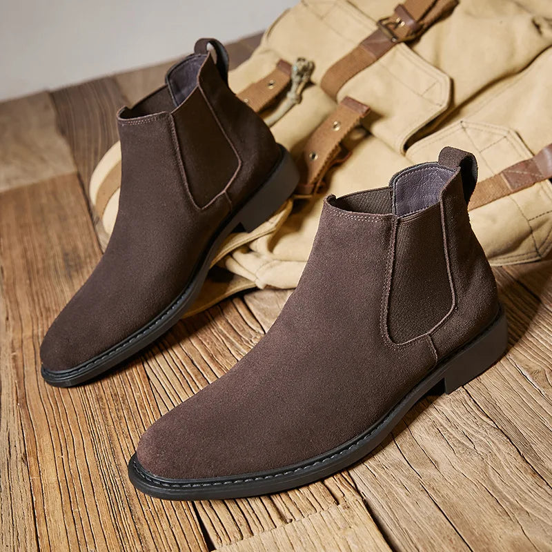 Genuine Leather Boots Fashion High Top Classic Durable Formal Chelsea Boots for Men