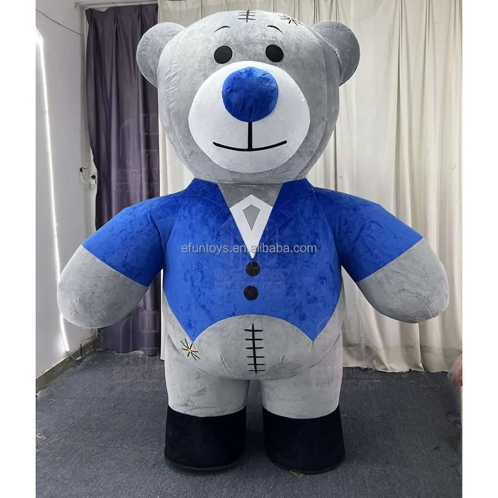 Efun MOQ 1 Piece Giant Adult Inflatable Gray Bear Costume With Tuxedo for Wedding Performance Carnival Christmas Bear Mascot
