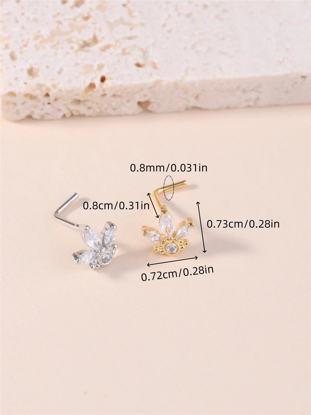 1Pcs 20G L Shaped Nose Studs CZ Small 18K Gold Filled Silver Color Nose Piercing for Women Girl Cute Nostril Jewelry Wholesale