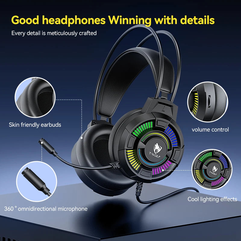 7.1 USB Gaming Headset Bass Stereo Over-head Earphone Pc Laptop Microphone Wired Headset Earphone and Headphone for Computer PC