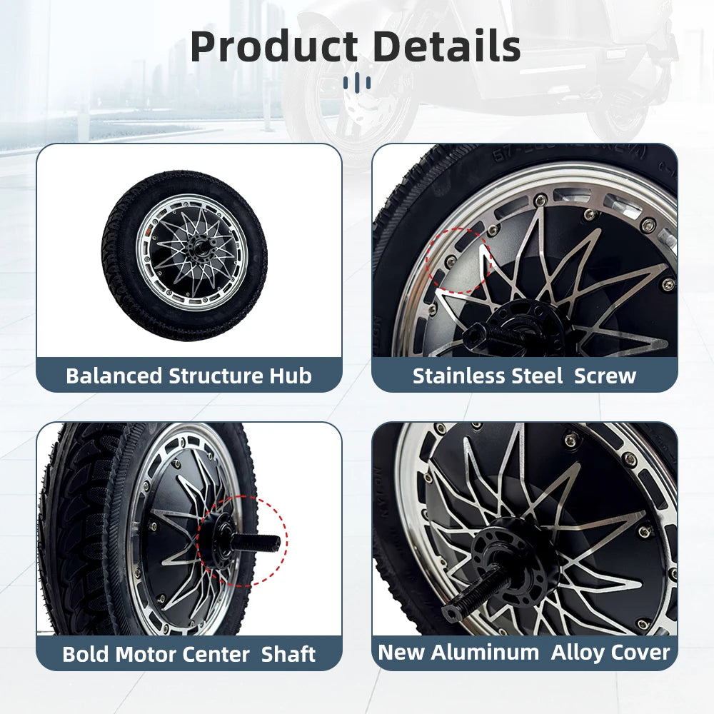 12 Inch Hub Motor With Wheel 72V 5000W 120Km/H Bike and Scooter Hub Motor Wheel Conversion Kit Price