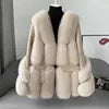 2023 New Arrival Winter Thick Warm Leather Fur Jacket Women Real Fox Fur Coat