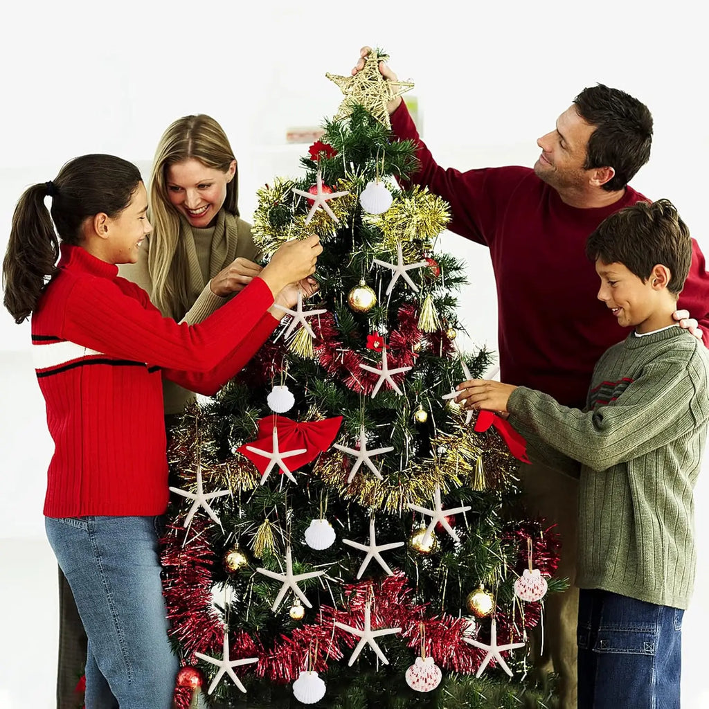 20 PCS Christmas Starfish Hanging Ornaments 3-4'' Natural Starfish with Rope