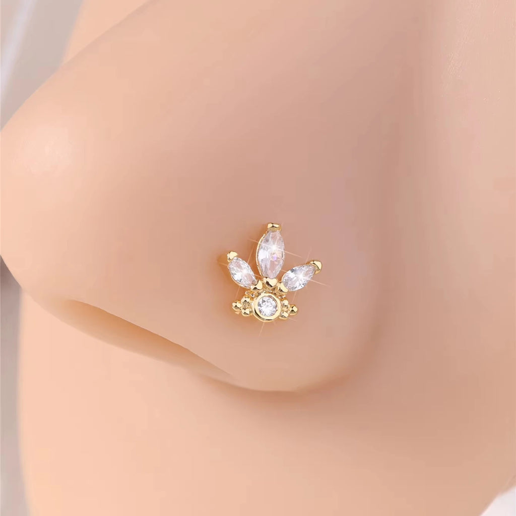 1Pcs 20G L Shaped Nose Studs CZ Small 18K Gold Filled Silver Color Nose Piercing for Women Girl Cute Nostril Jewelry Wholesale