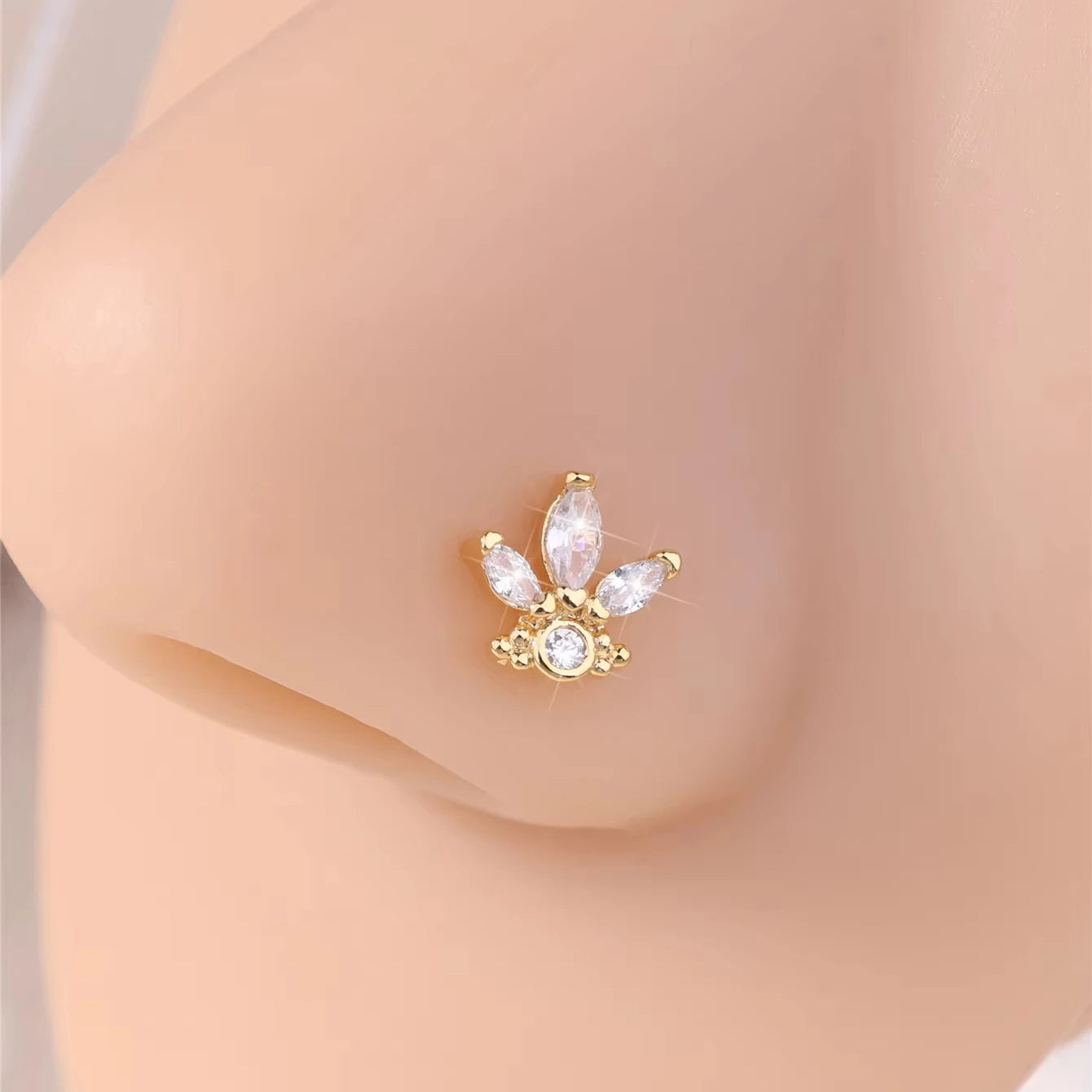 1Pcs 20G L Shaped Nose Studs CZ Small 18K Gold Filled Silver Color Nose Piercing for Women Girl Cute Nostril Jewelry Wholesale