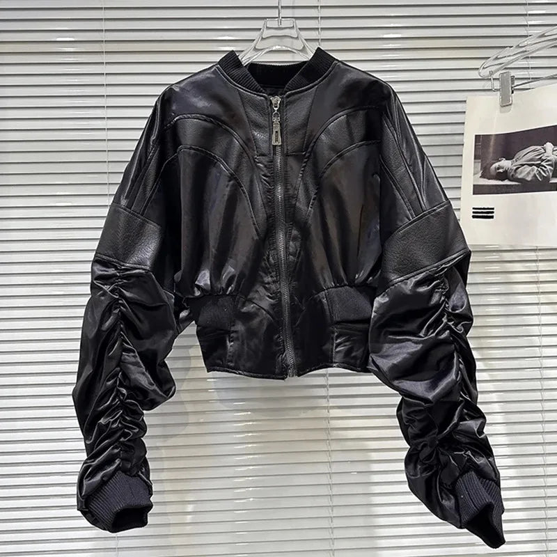 2025 Autumn New Street Style Patchwork Baseball Jacket for Women Loose Zipper Short Coats Female