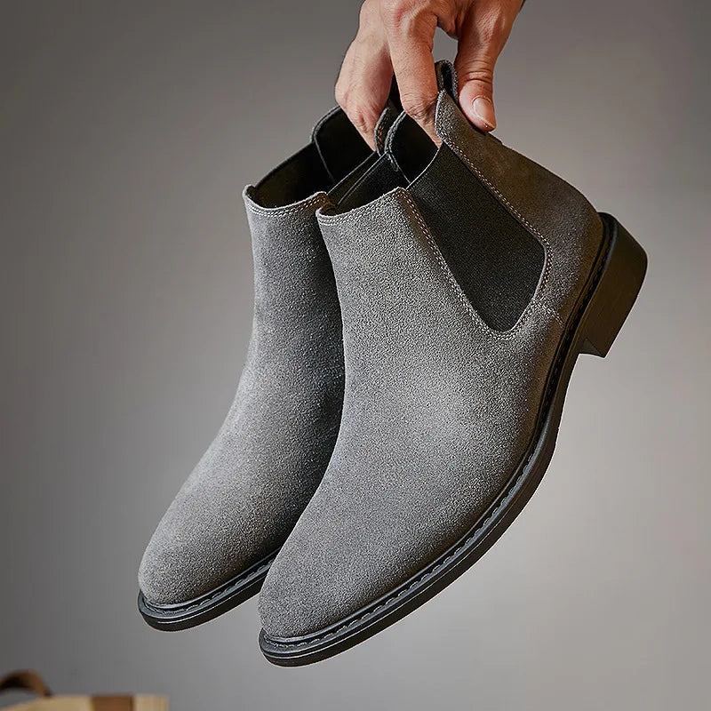 Genuine Leather Boots Fashion High Top Classic Durable Formal Chelsea Boots for Men