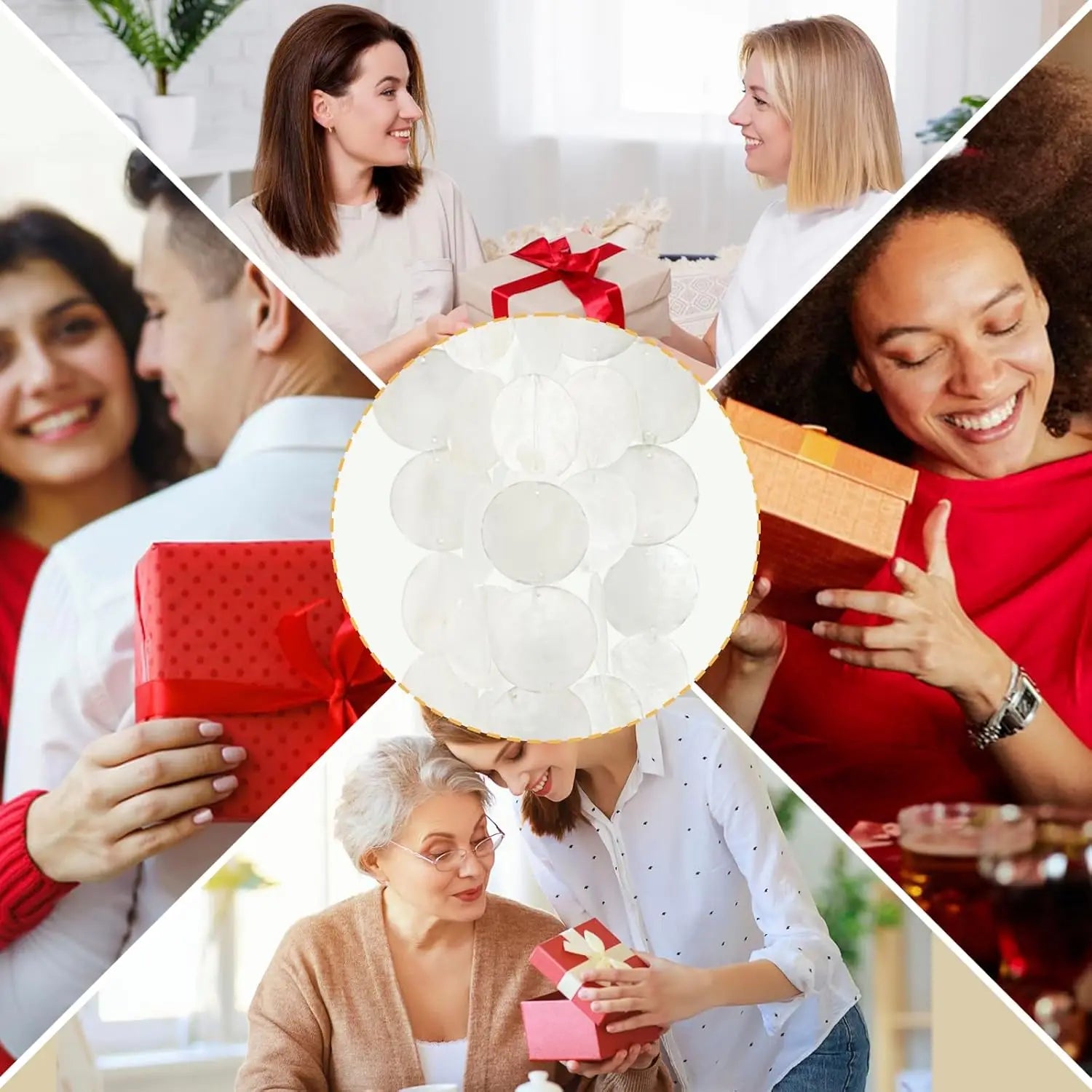 Wind Chimes for Outside Handcrafted Turquoise Capiz Shells Windchime Coastal Style Decor for Indoor/Outdoors Garden Decor